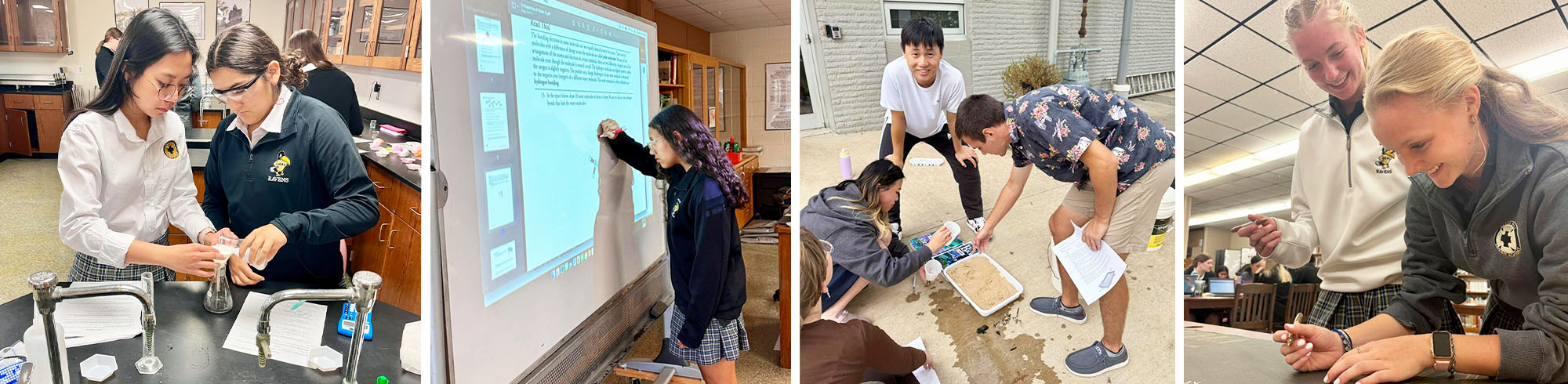 Photo collage of students engaged in learning in the classroom