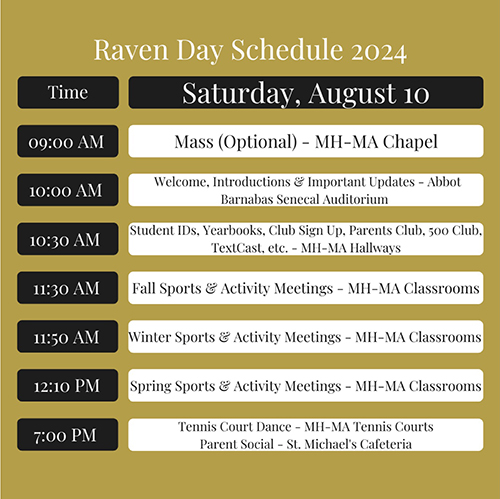 2024 Raven Day Schedule